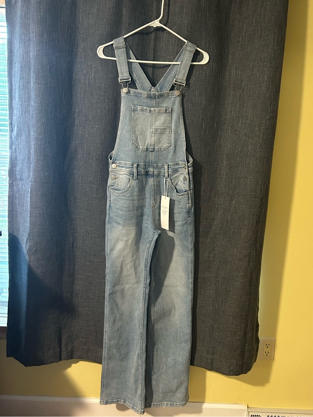 Risen Light Blue Denim Overalls with Bib Pocket